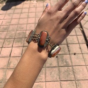 Free shipping! Agate Brass Bracelet